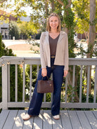 Rose & Lee Co Naomi Cardigan, Taupe Heather Cardigan