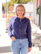 Navy Cable Knit Cardigan