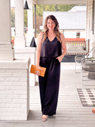 Black Sleeveless V-Neck Wide Leg Jumpsuit