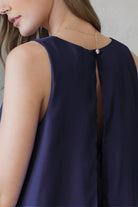 Navy Sleeveless V-Neck Wide Leg Jumpsuit