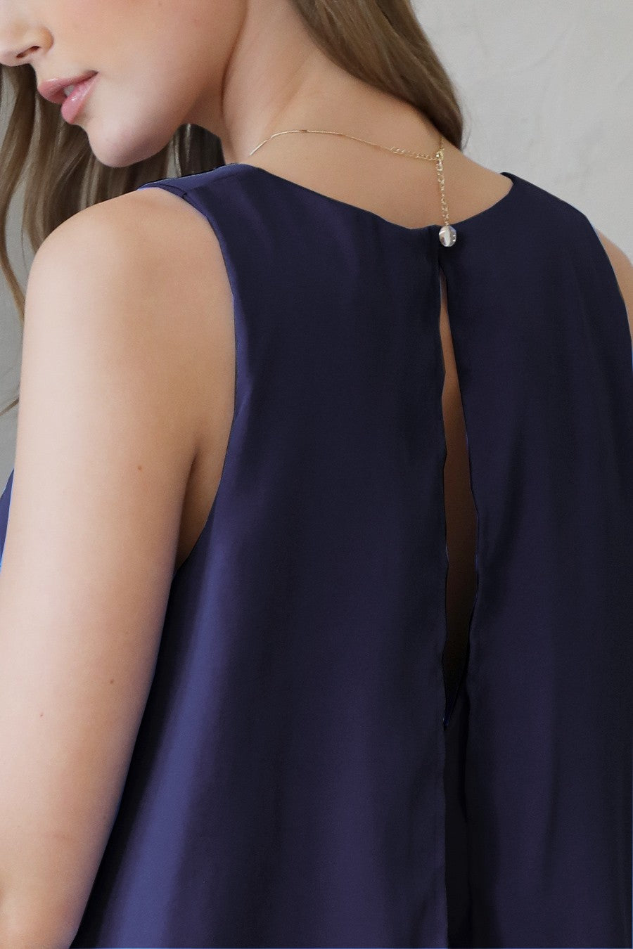 Navy Sleeveless V-Neck Wide Leg Jumpsuit