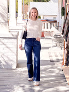 Ivory/Rose Gold Striped Long Sleeve Top