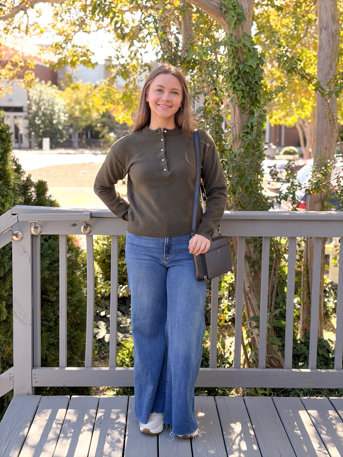 Rose & Lee Co Nisha Top, Olive Long Sleeve