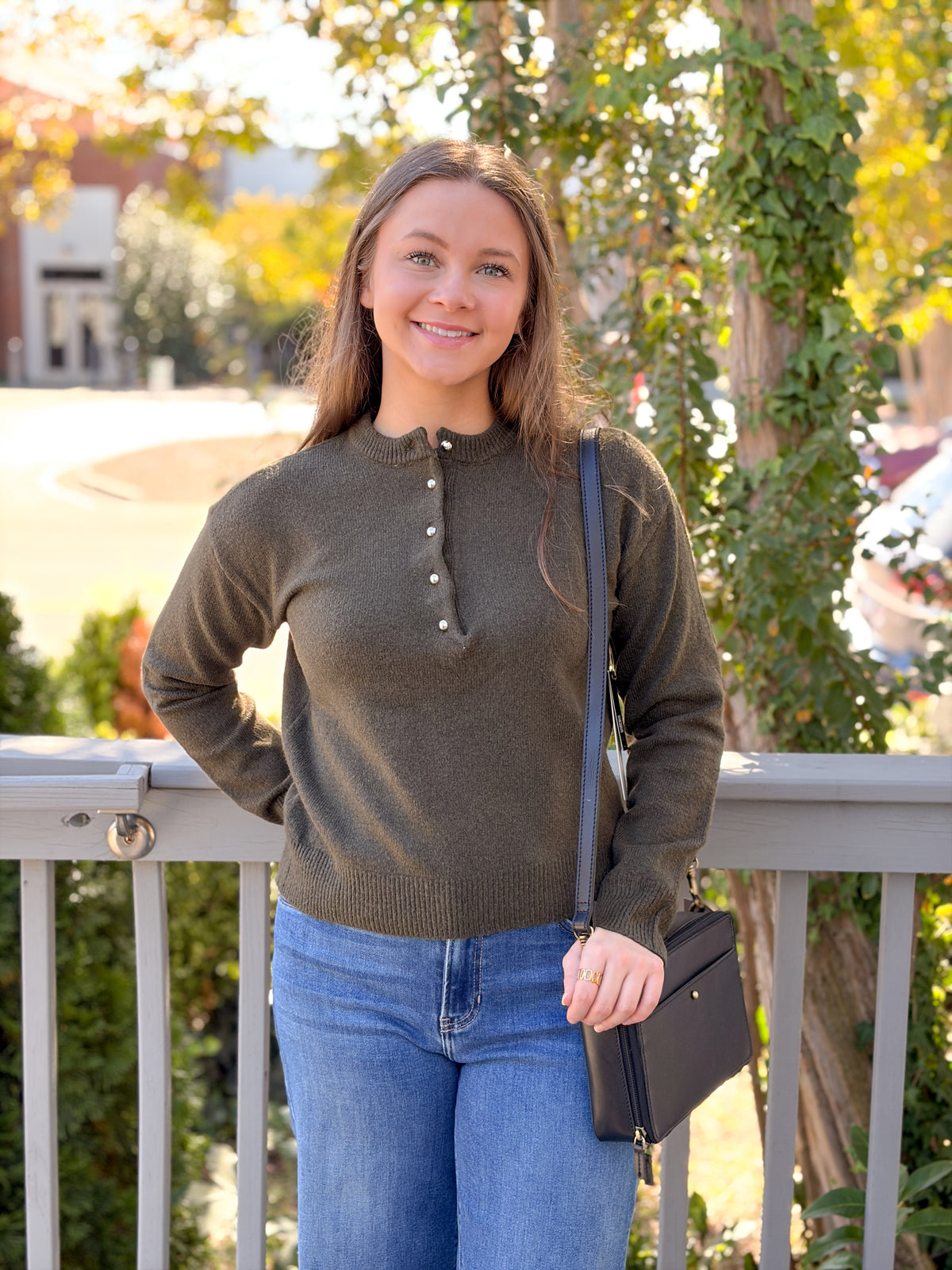 Rose & Lee Co Nisha Top, Olive Long Sleeve