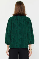 Emerald Green Windowpane Long Sleeve Top