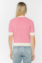 Rose & Lee Co Norine Top, Vanilla Ice/Pink Stripe short sleeve