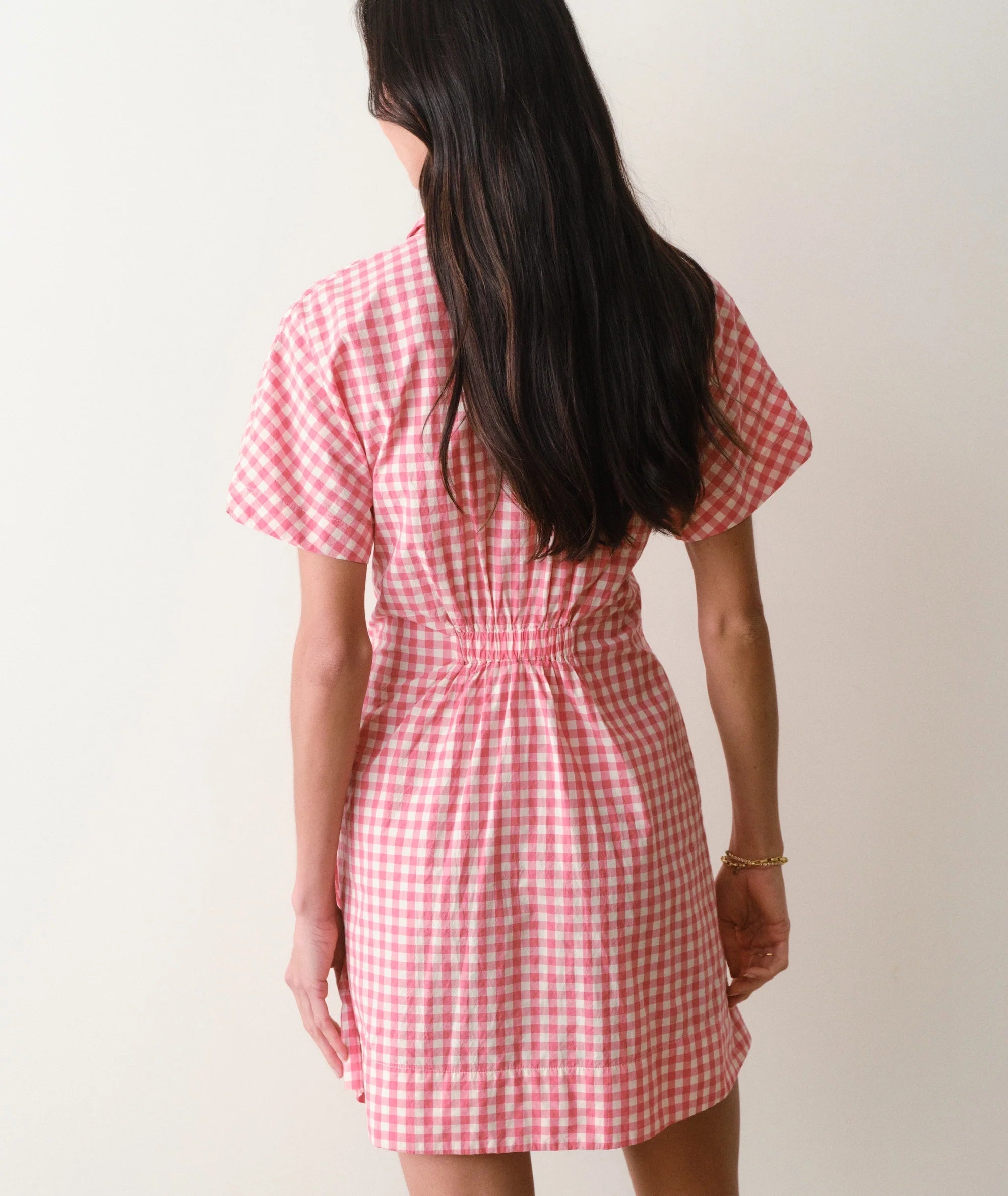 Red Gingham Short Sleeve Mini Dress