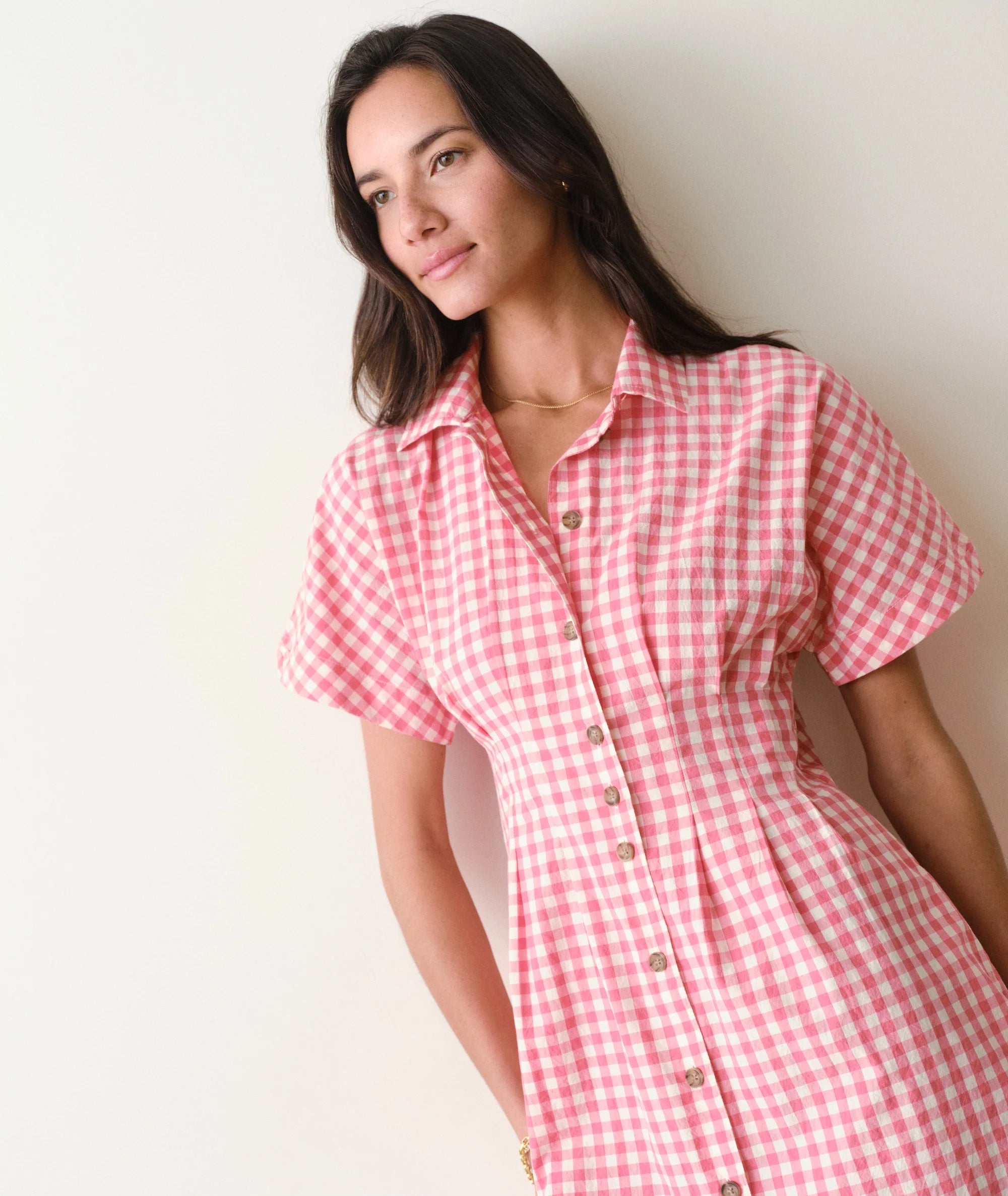 Red Gingham Short Sleeve Mini Dress