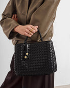 Rose & Lee Co Nova Woven Top Handle Bag, Black Bags