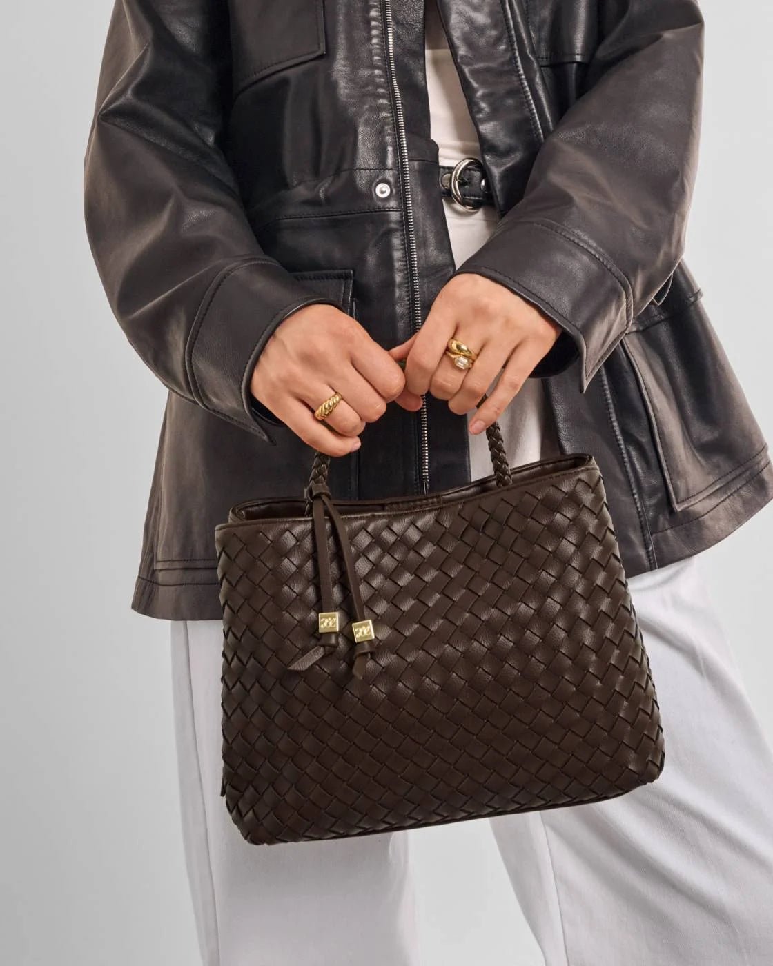 Rose & Lee Co Nova Woven Top Handle Bag, Chocolate Bags