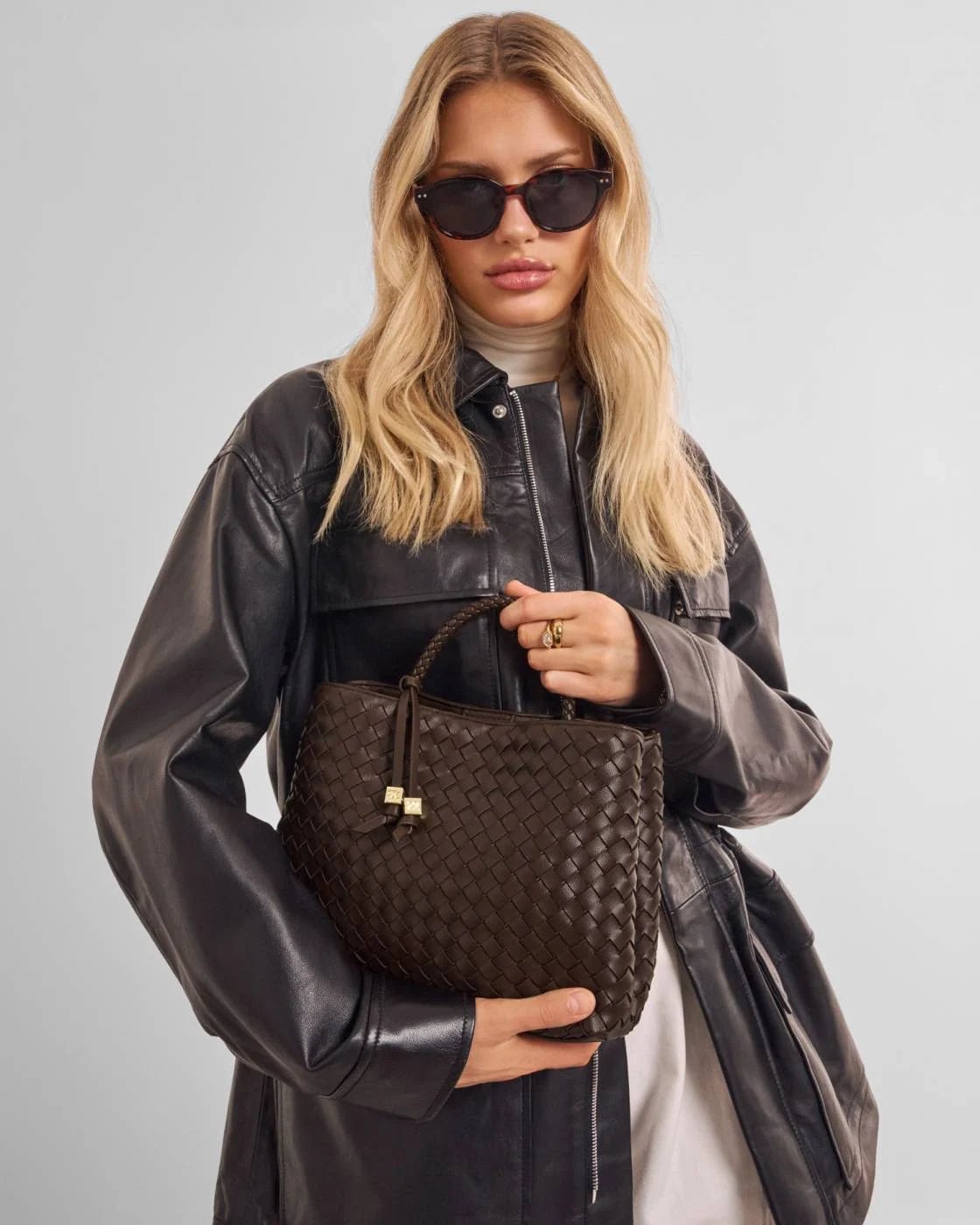 Rose & Lee Co Nova Woven Top Handle Bag, Chocolate Bags