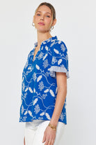 Rose & Lee Co Nylah Top, Blue Work Tops