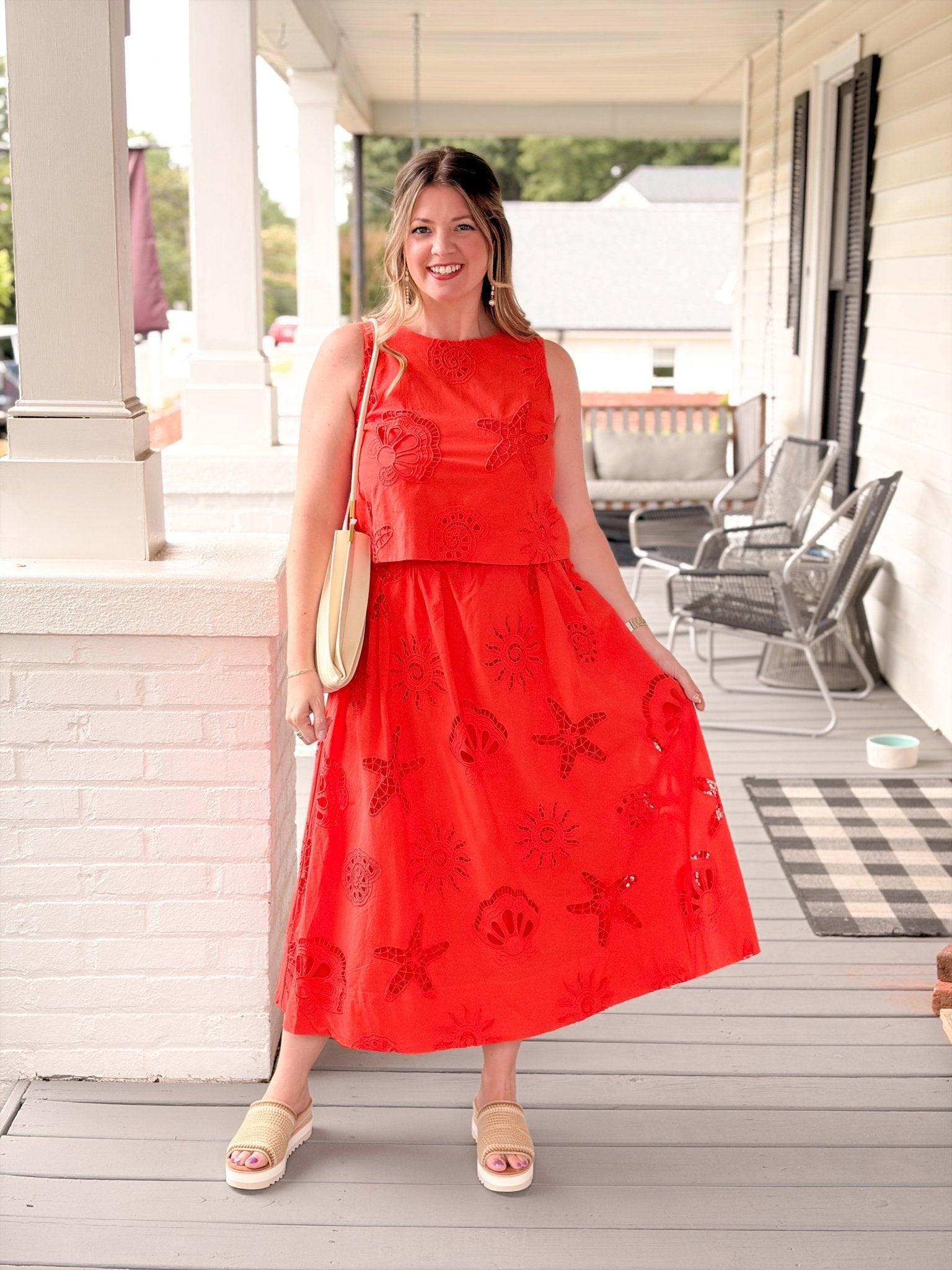 Rose & Lee Co Mckenna Top, Coral Tanks