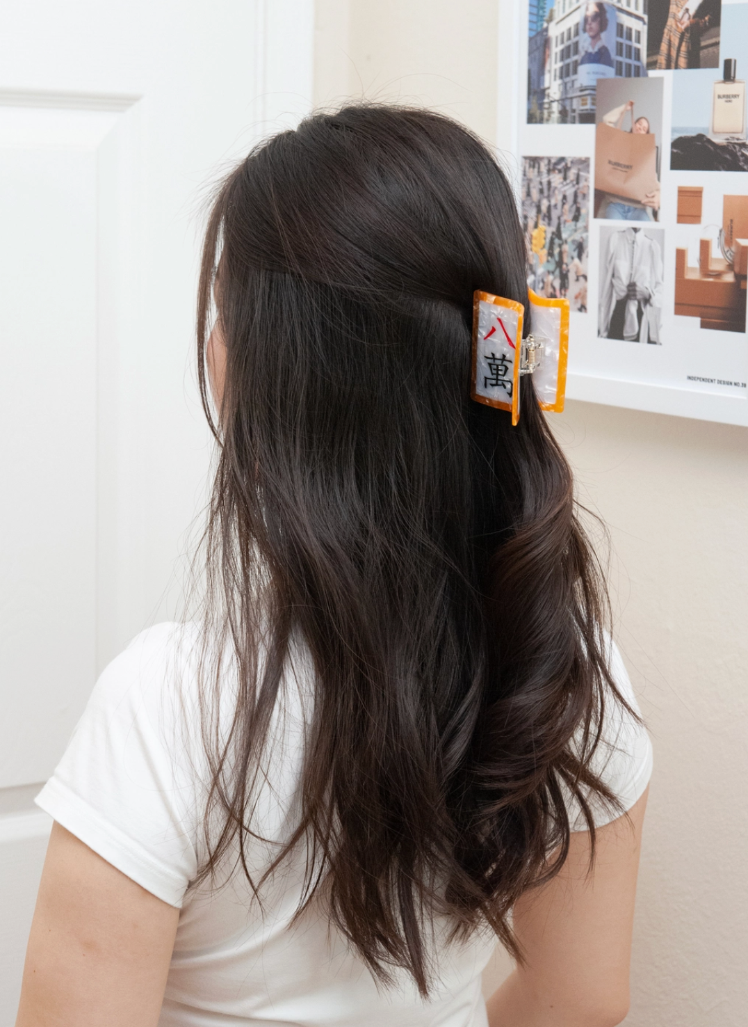 Orange Mahjong Claw Clip