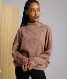 Multi Colored Mock Neck Long Sleeve Top