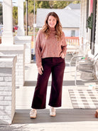 Multi Colored Mock Neck Long Sleeve Top