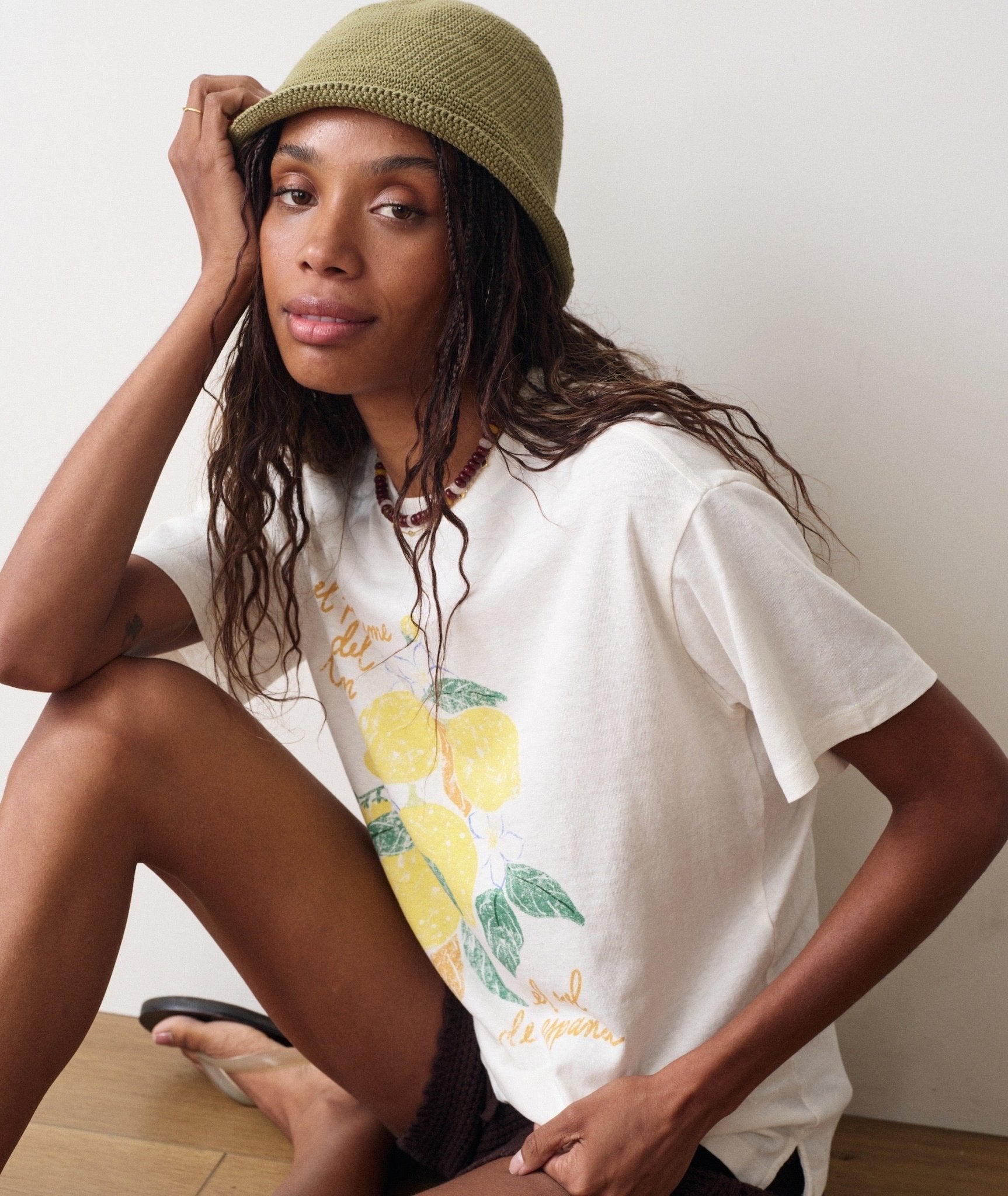Rose & Lee Co Oversized Hemp Graphic Tee, Antique White by Marine Layer short sleeve