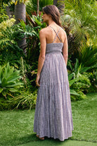 Brown Gingham Printed Maxi Dress