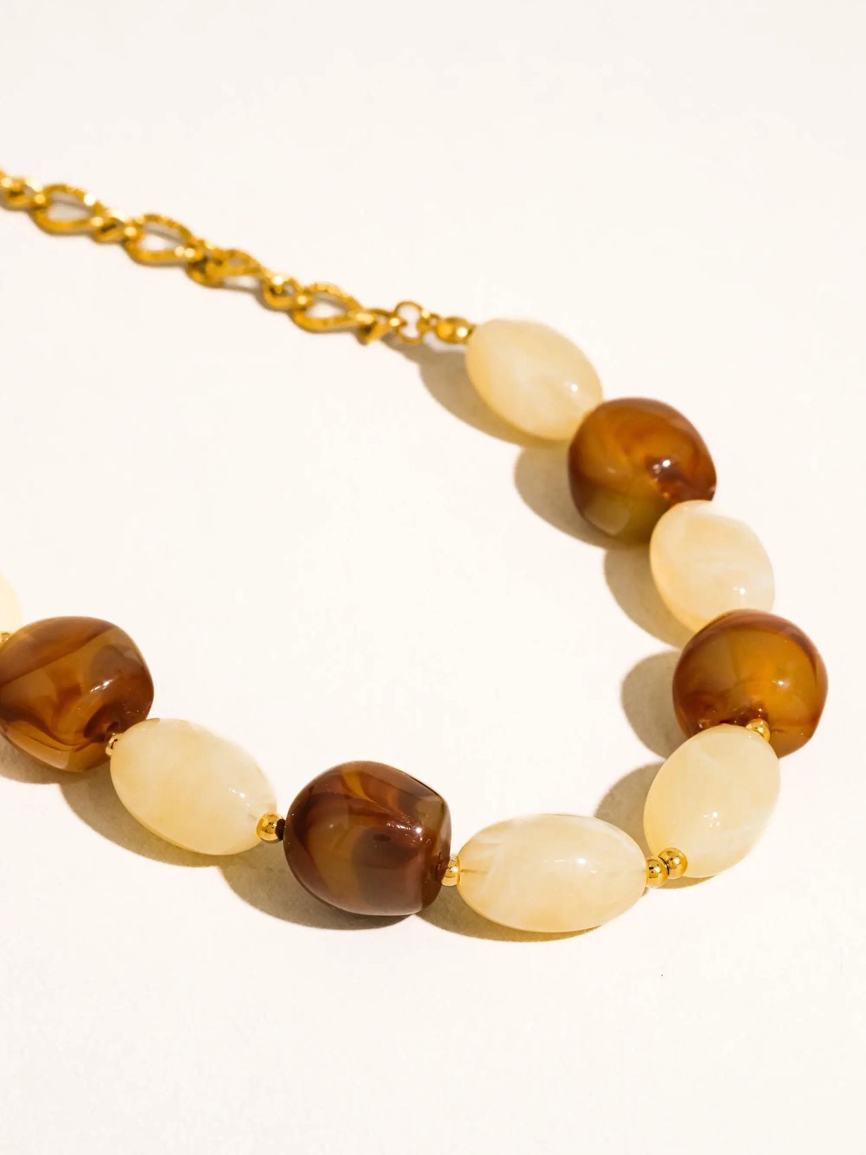 Rose & Lee Co Palm Beaded Necklace, 18k Gold Necklaces
