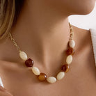 Rose & Lee Co Palm Beaded Necklace, 18k Gold Necklaces