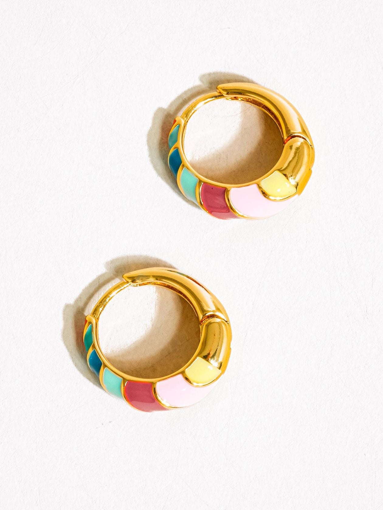 Rose & Lee Co Paloma Colorful Striped Hoop Earrings, 18k Gold Earrings