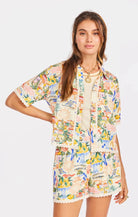 Rose & Lee Co Paradise Top, Coral/Rose Multi short sleeve