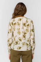 Long Sleeve Green Floral Work Top