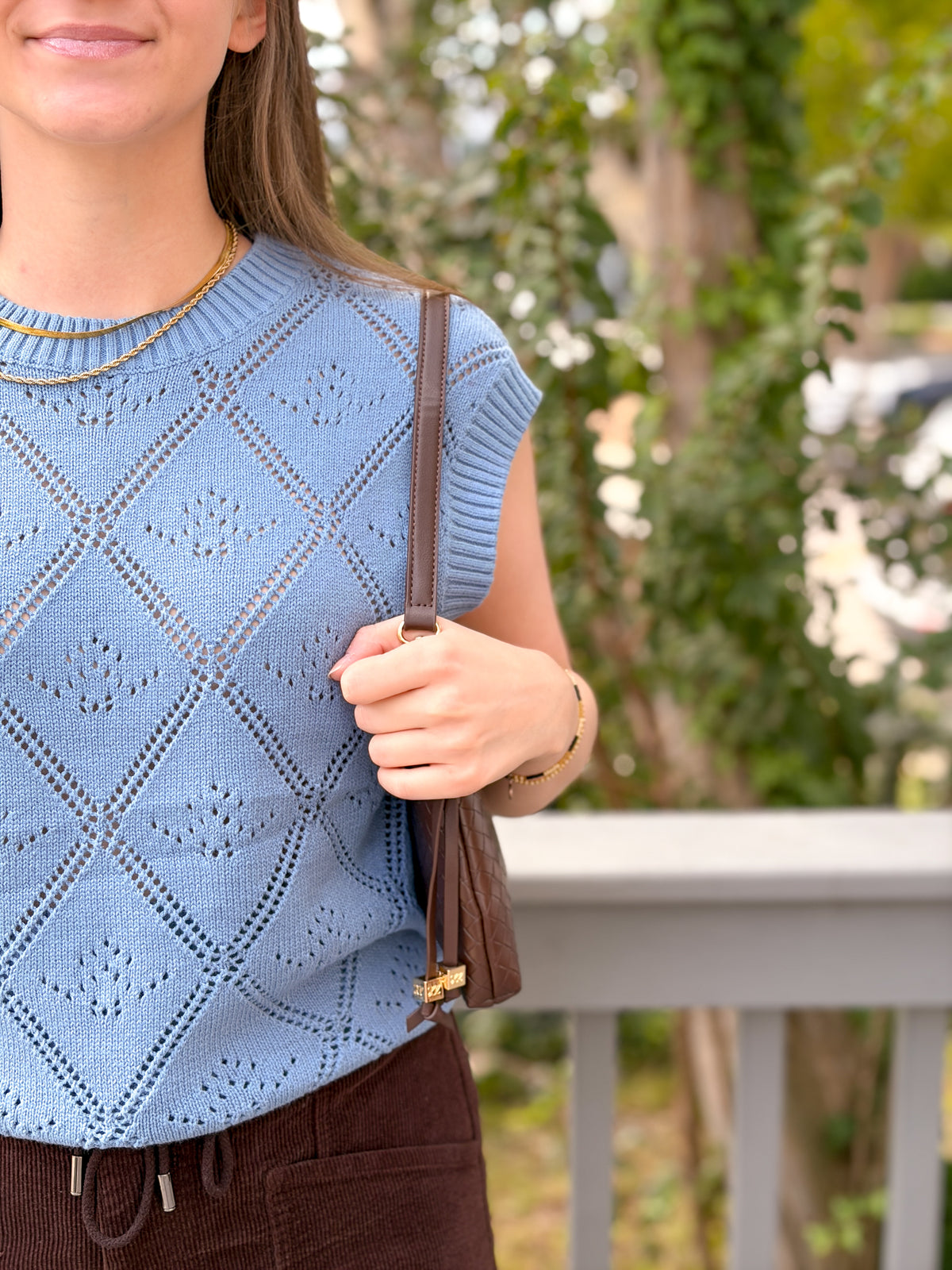Rose & Lee Co Percy Sweater Vest, Denim Blue Tanks