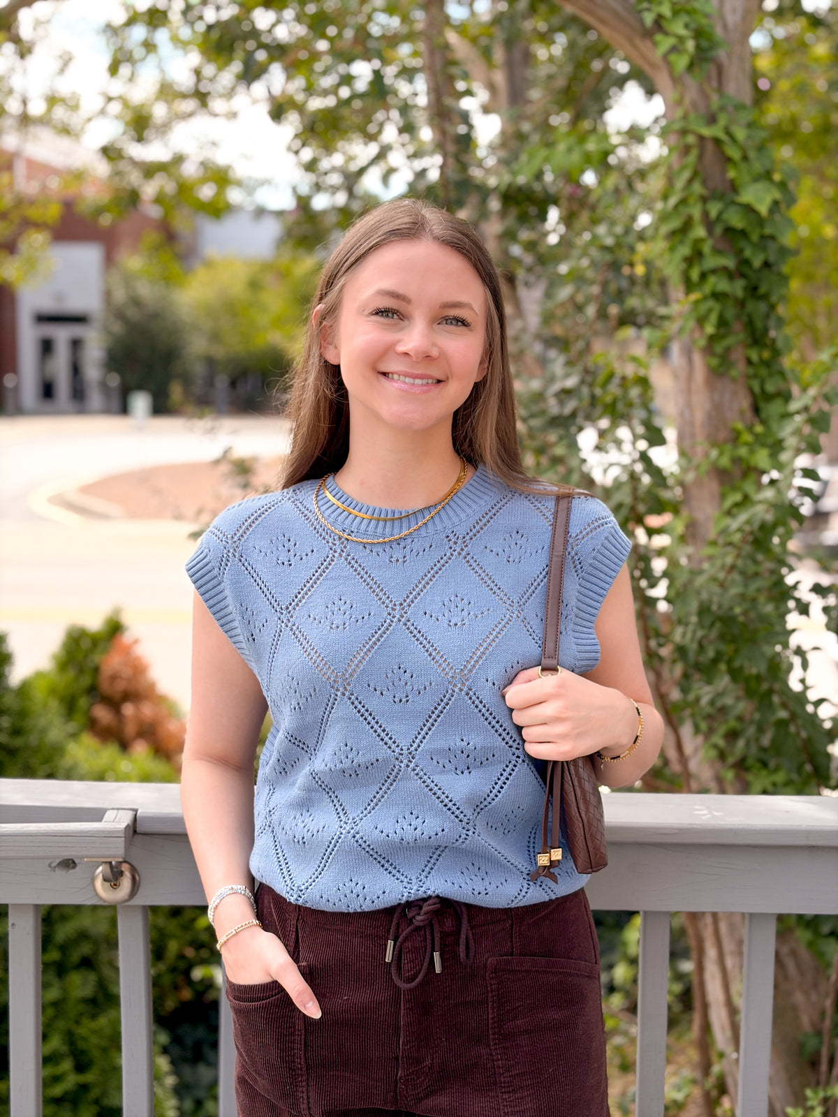 Rose & Lee Co Percy Sweater Vest, Denim Blue Tanks