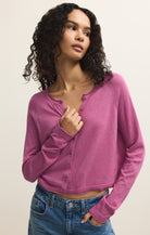 Pink Button Front Lightweight Cardigan