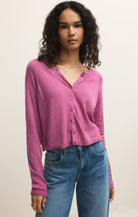 Pink Button Front Lightweight Cardigan