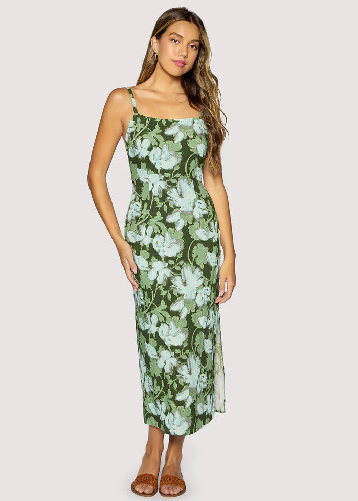 Green Floral Sleeveless Maxi Dress