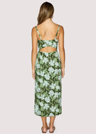 Green Floral Sleeveless Maxi Dress