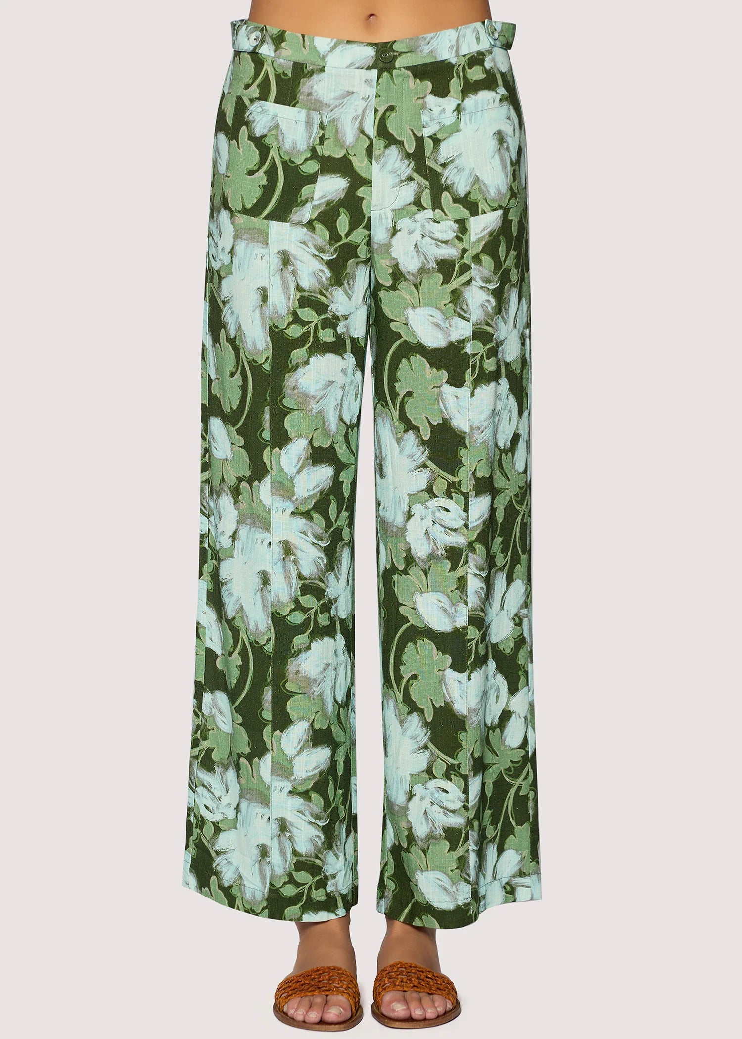 Green Floral Spring Pants