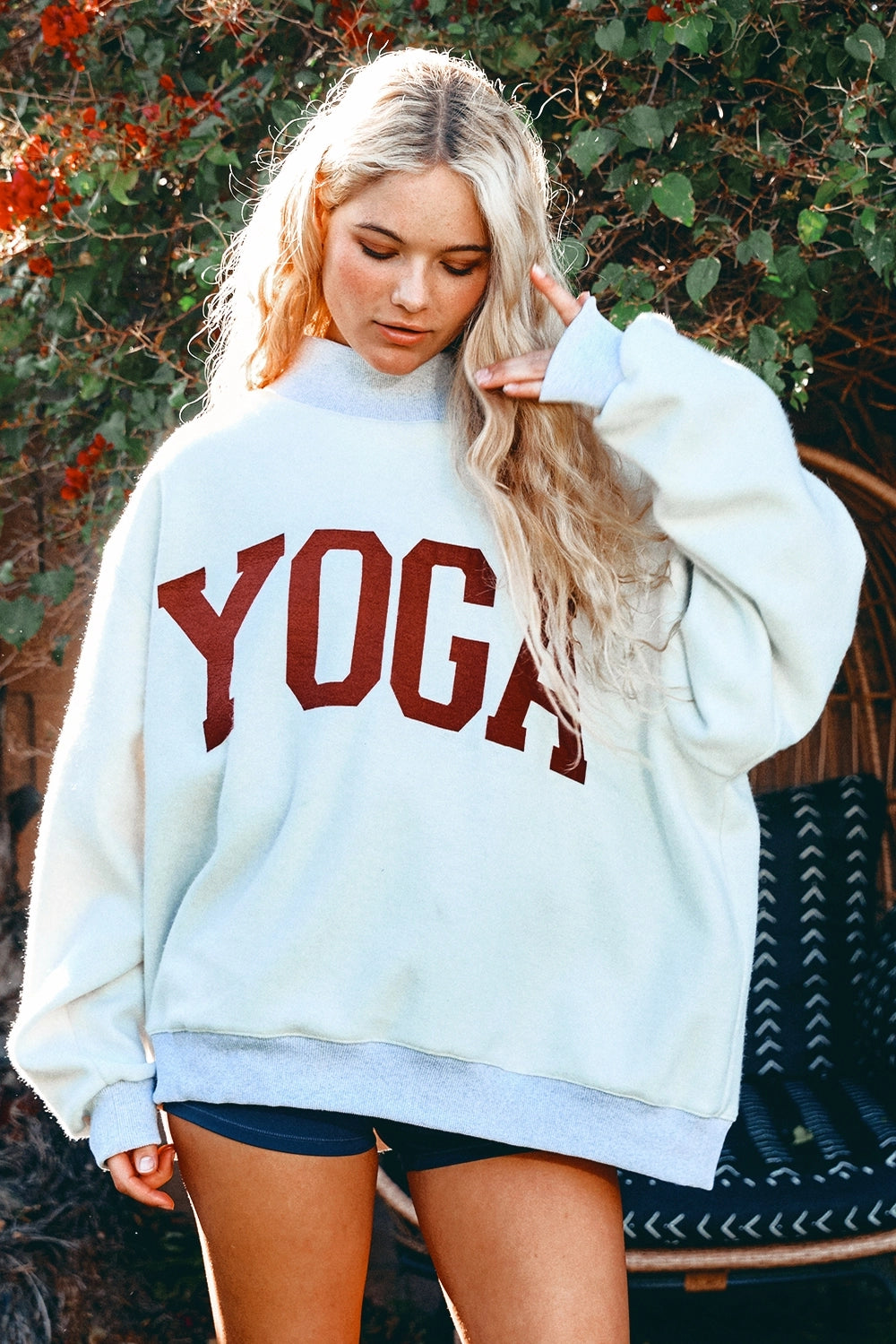 Pilates & Yoga Reversible Mock Neck Sweatshirt