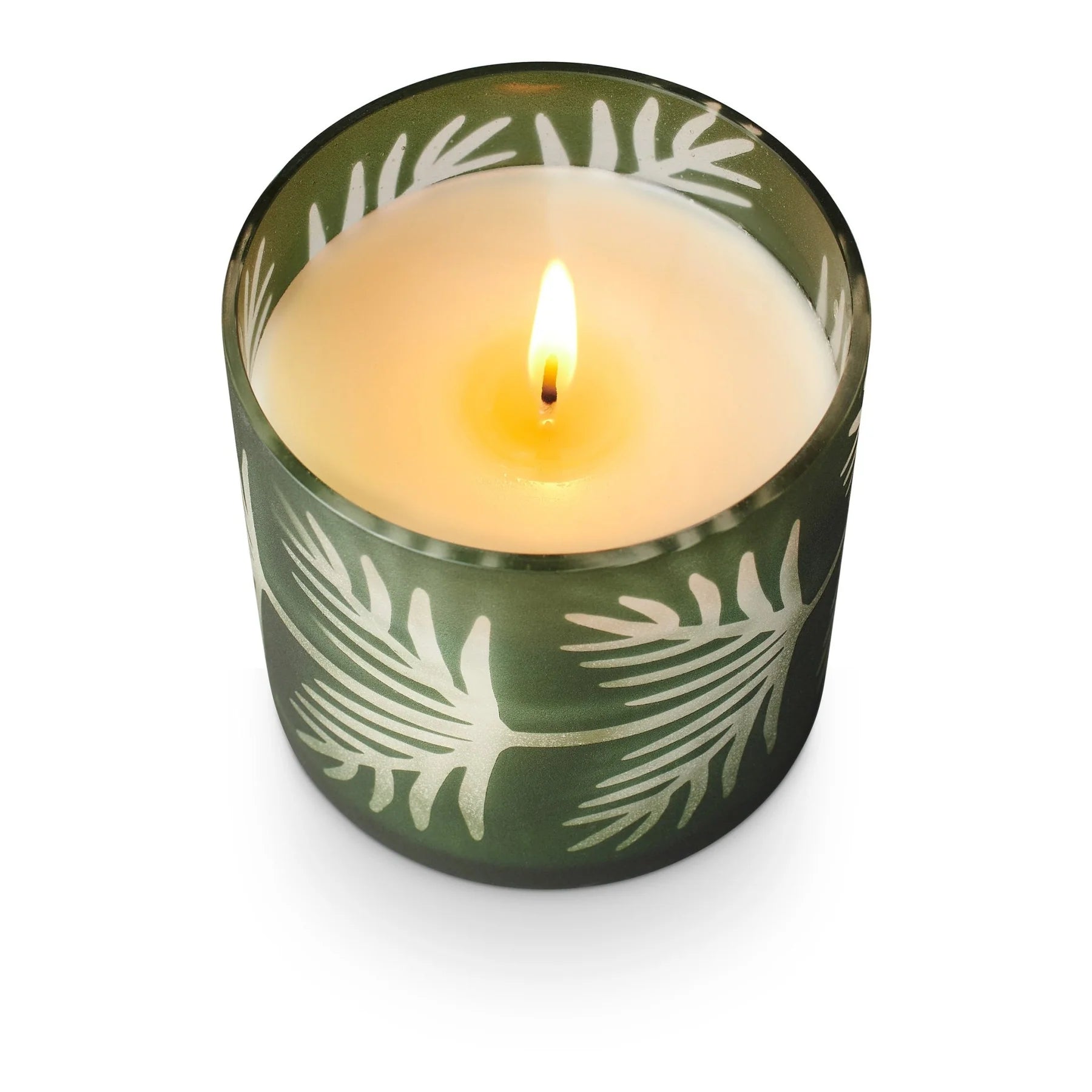 Green Glass Pine Candle