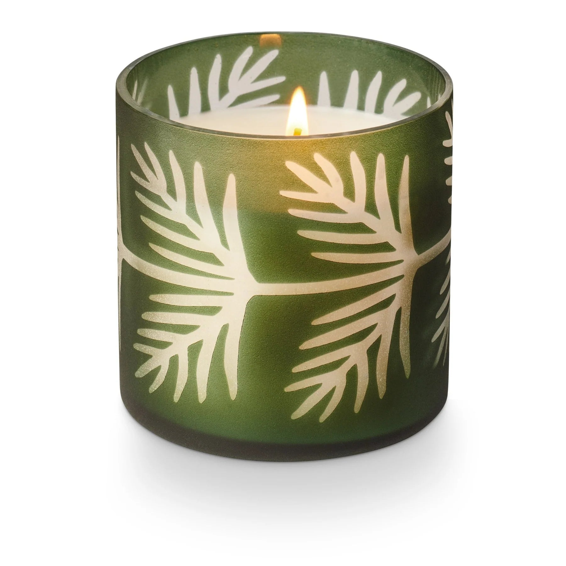 Green Glass Pine Candle