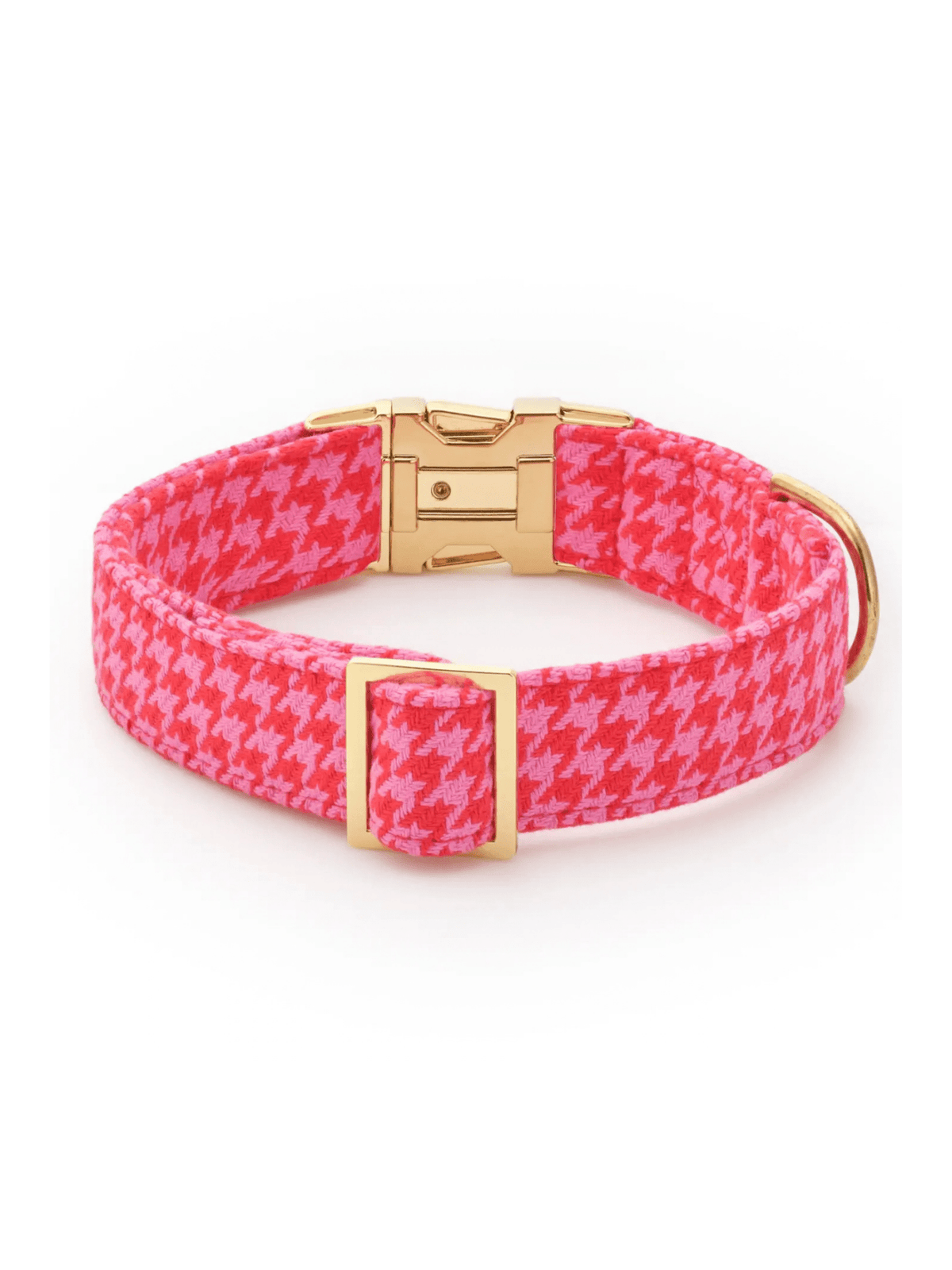 Rose & Lee Co The Foggy Dog Collar, Pink & Red Houndstooth Pets