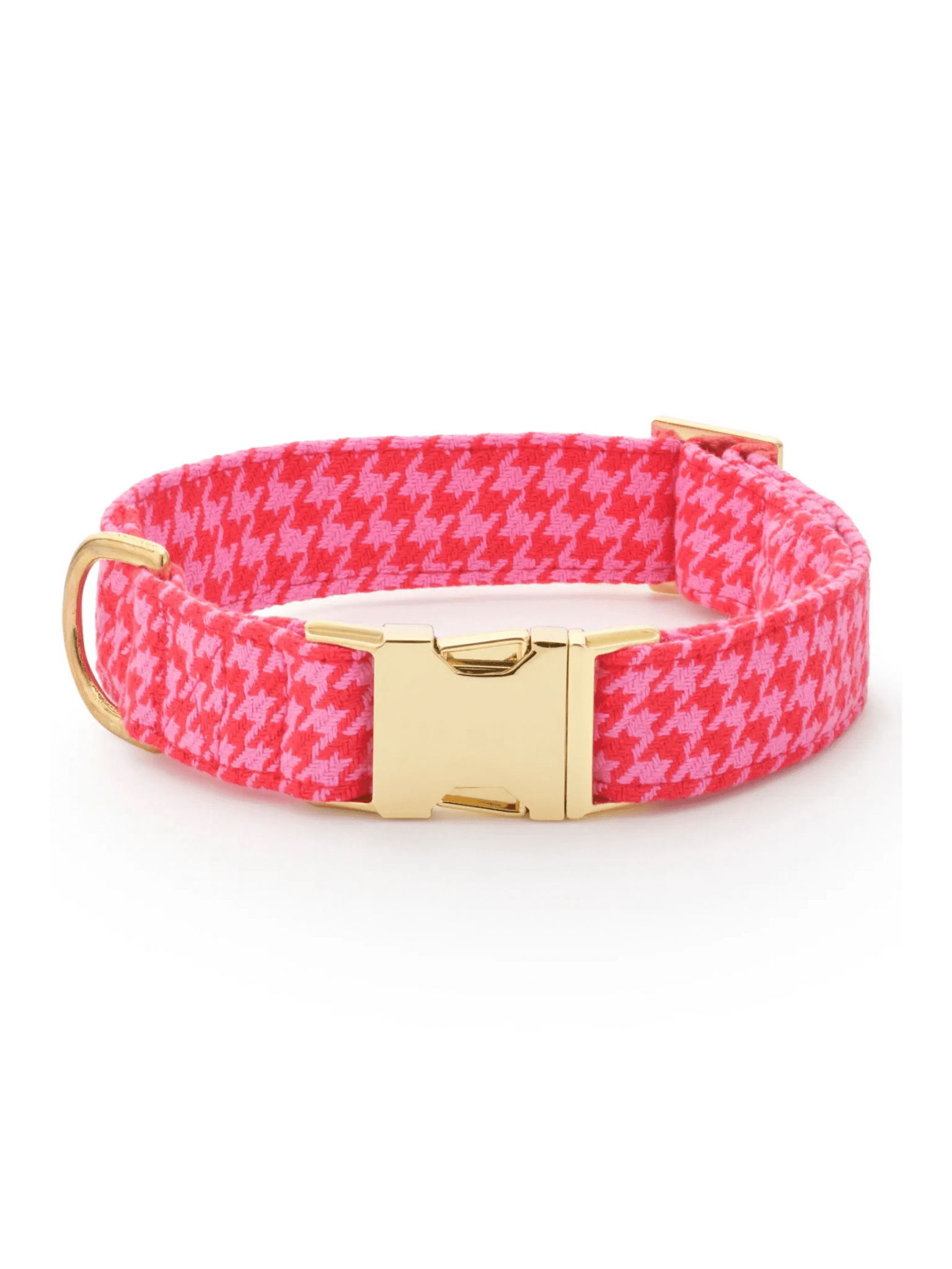 Rose & Lee Co The Foggy Dog Collar, Pink & Red Houndstooth Pets