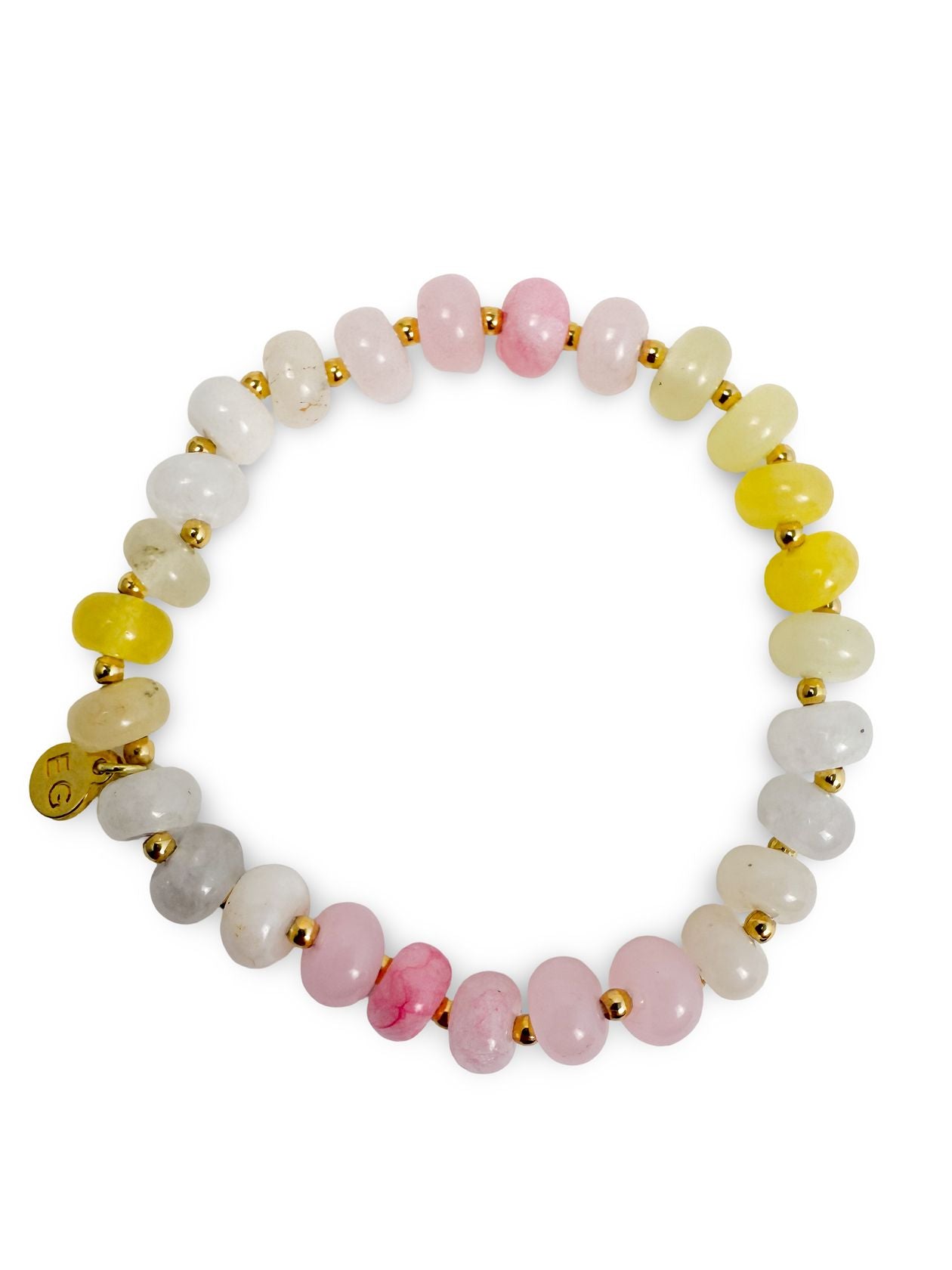 Pink Lemonade Rondelle Gemstone Beaded Bracelet