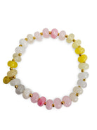 Pink Lemonade Rondelle Gemstone Beaded Bracelet