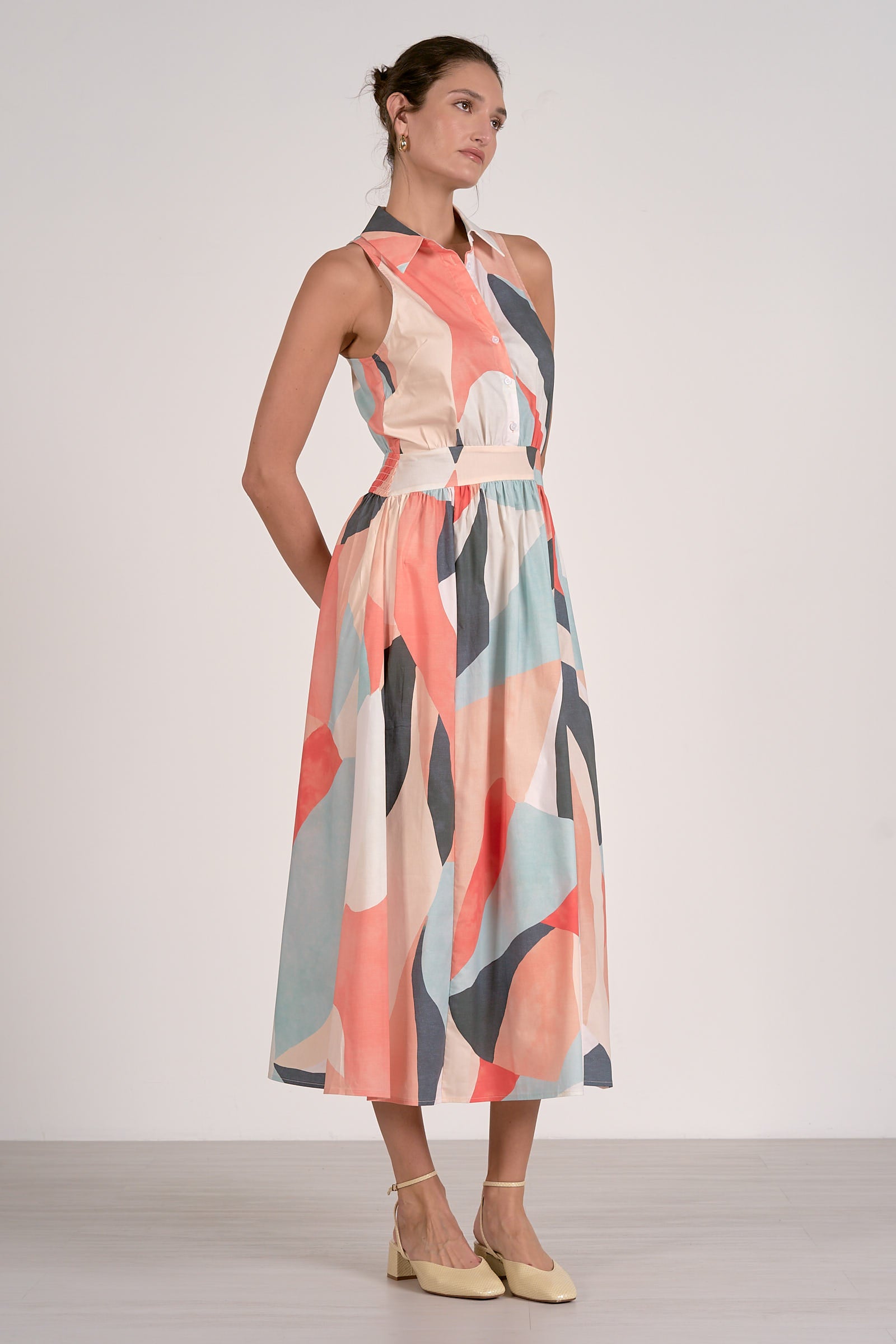 Multi Colored Abstract Midi Dress