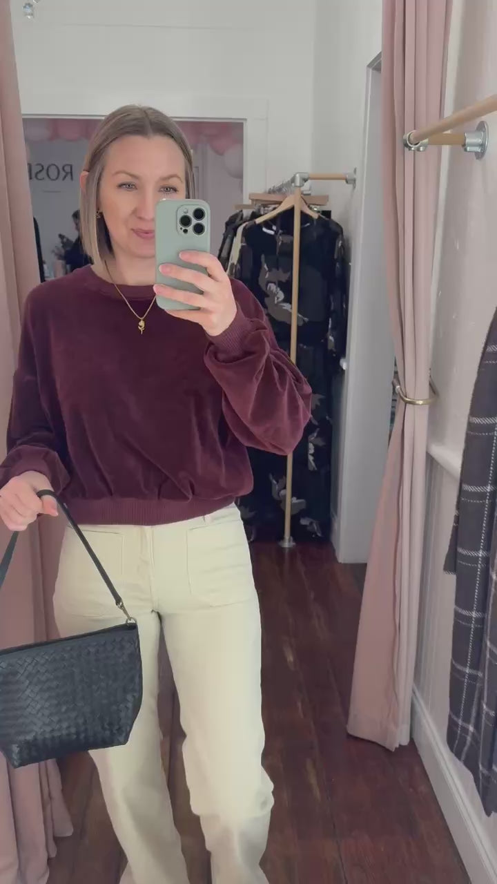 Jewel Velour Sweatshirt | Burgundy | ROSE & LEE CO. – Rose & Lee Co