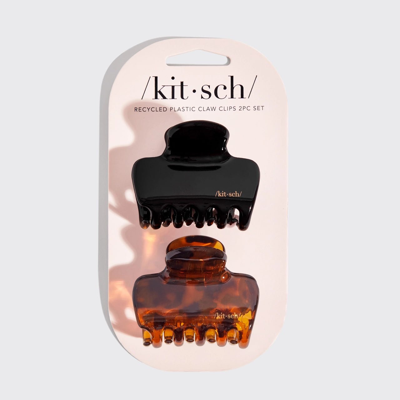 Rose & Lee Co Recycled Plastic Medium Puffy Claw Clips 2pc Set, Black/Tort Hair