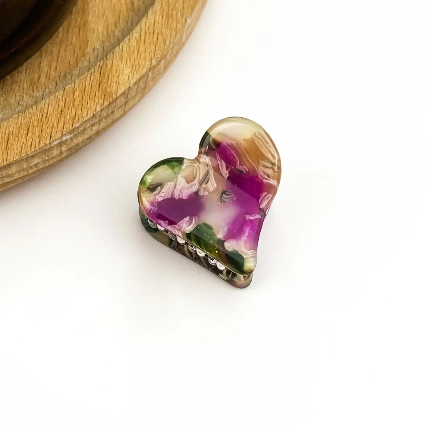 Purple/Green Multi Mini Heart Claw Clips