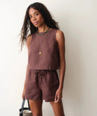 Rose & Lee Co Quinn Linen Tank, Chocolate by Marine Layer Tanks