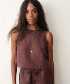 Rose & Lee Co Quinn Linen Tank, Chocolate by Marine Layer Tanks