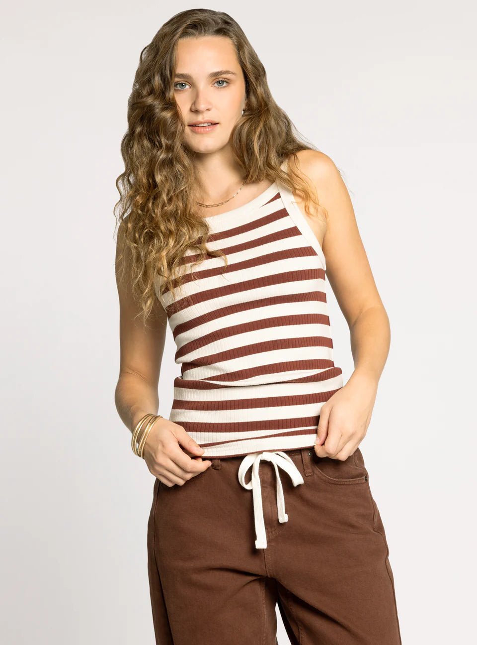 Rose & Lee Co Rachel Tank, Cream/Cocoa Tanks