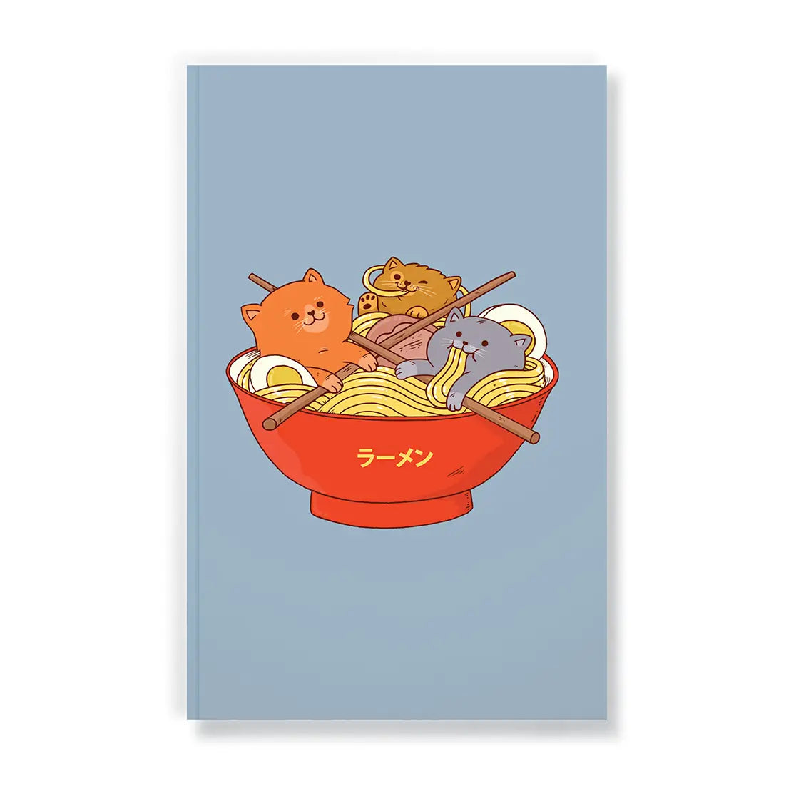 Notebook with cats in a bowl of ramen
