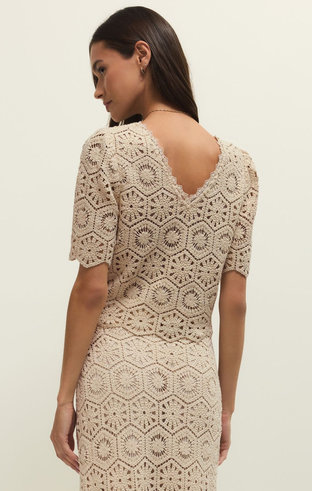 Rose & Lee Co Raquel Top, Natural by Z Supply short sleeve